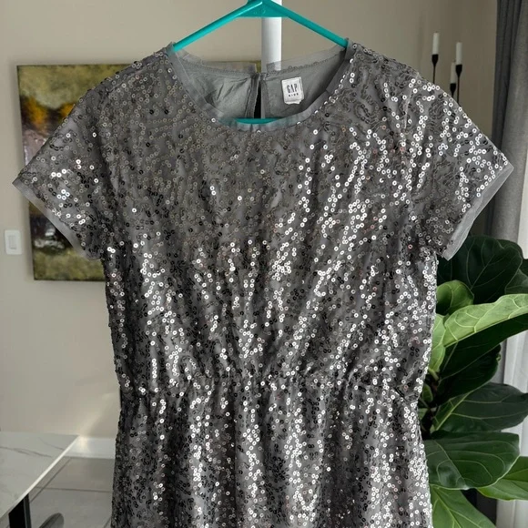 GAP Silver Sequin Kids Dress sz XXL 14 y.o. - Picture 4 of 12